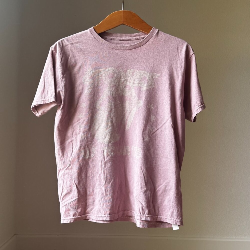 Rolling Stones Tour Tee | Kids XL | Grunge Skater Vibe | Mauve Pink Vintage look